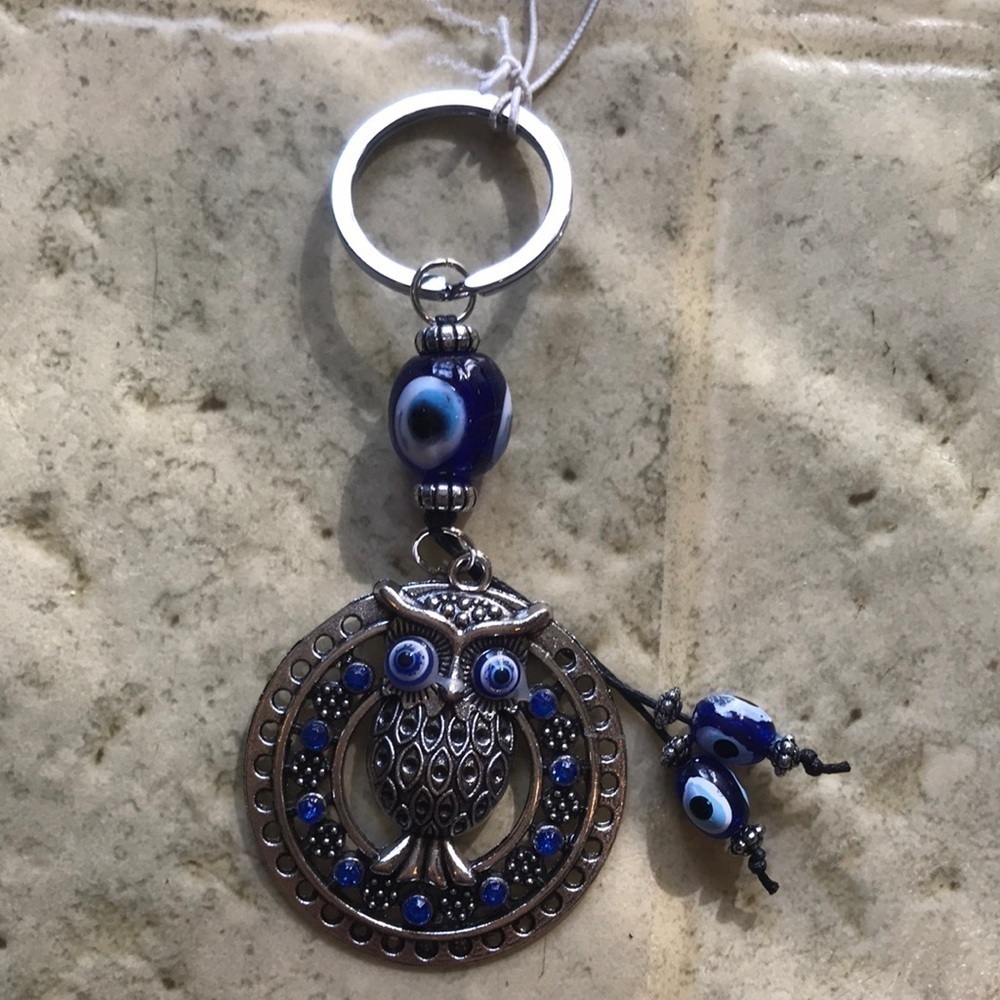 Owl & Evil Eye 🧿 key chain-3.5” long